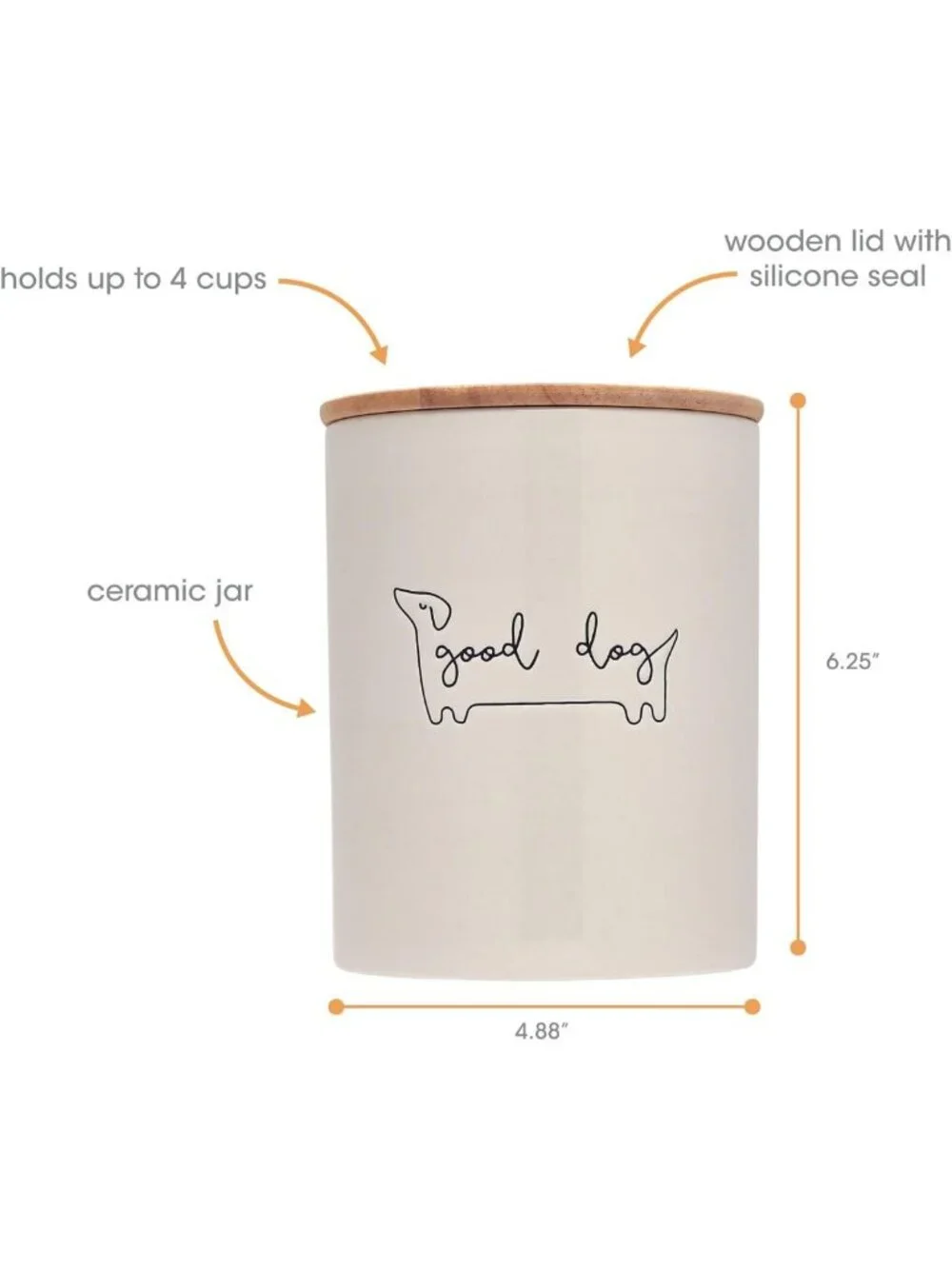 Stylish Ceramic Dog Treat Jar with Airtight Wooden Lid - Perfect Pet Storage